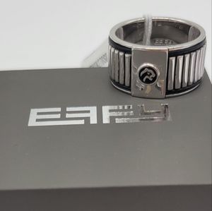 Effy Men's Jaguar Statement Ring in 925 Sterling Silver w/ Black Leather Detail